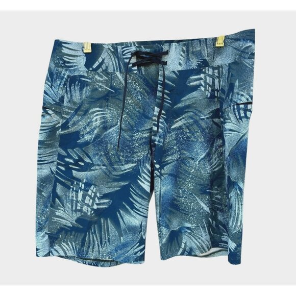 LULULEMON Current State Board Shorts Blue Splatter Tropical Palm Swim - Picture 1 of 8
